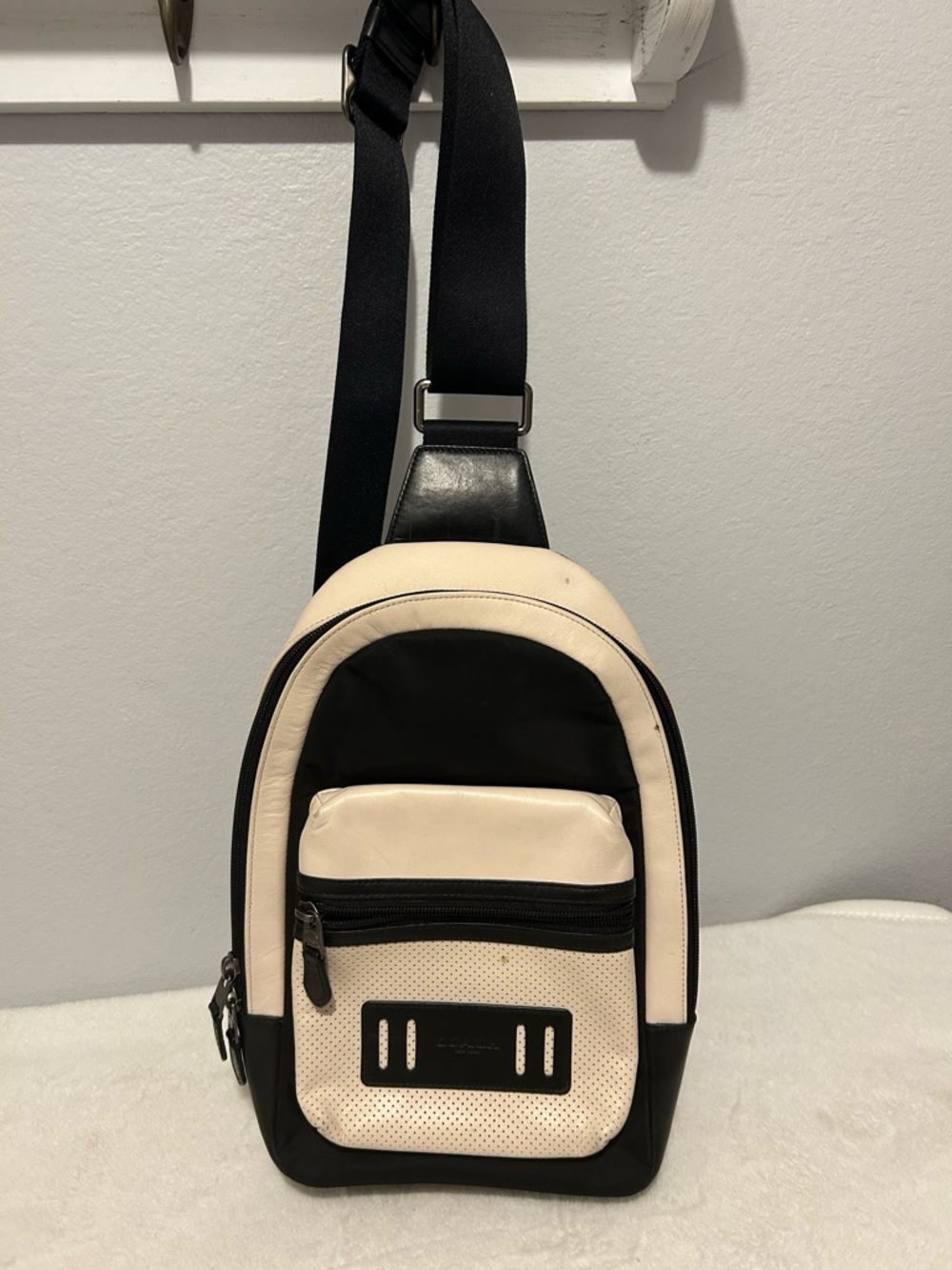 Coach Black and Cream Sling Bag